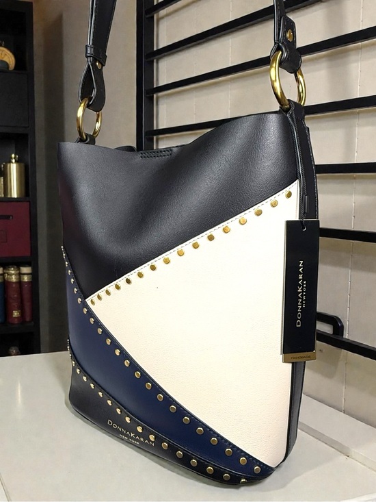 Donna Karan Handbags - NWT ✨ Donna Karan Adan Studded Bucket Bag 🖤🤍💙